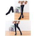 new style love design striped knee high socks school black girls socks